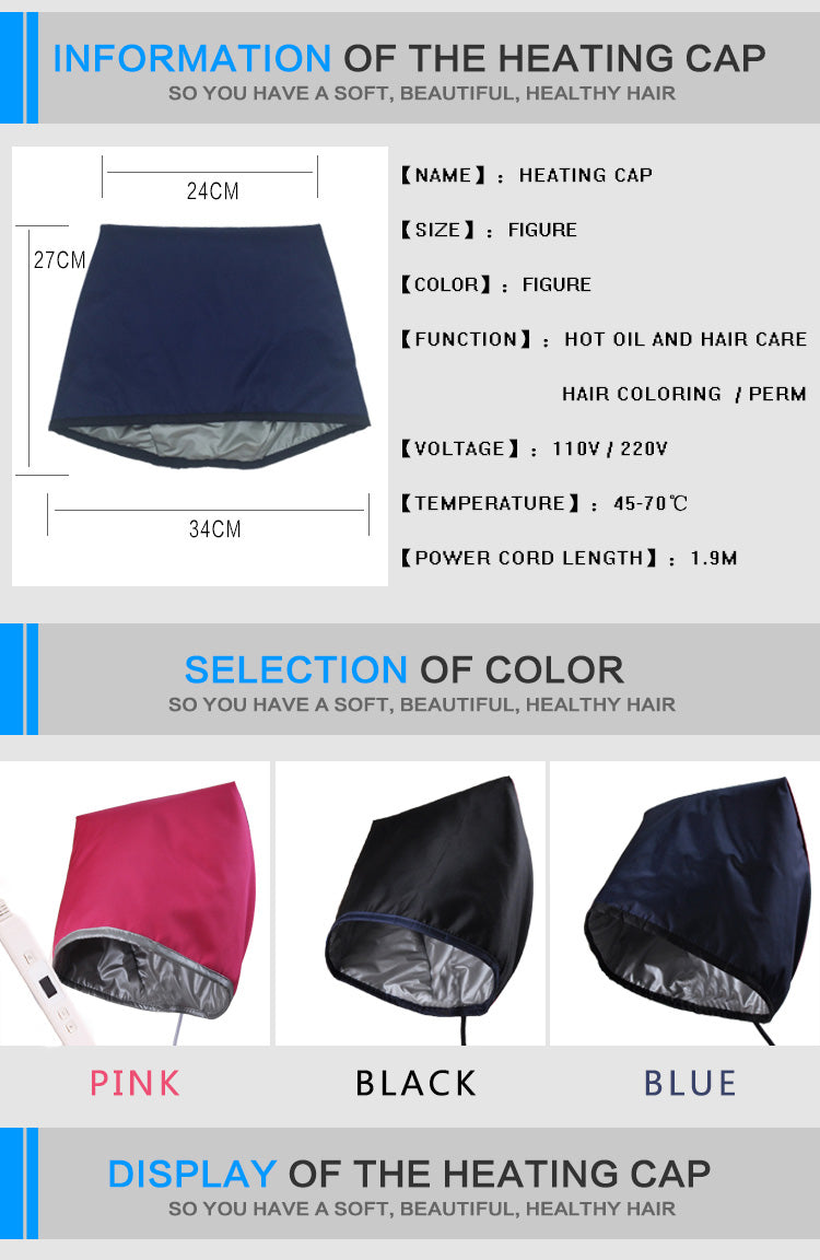 Adjustable Temp Electric Heating Evaporation Hair Cap