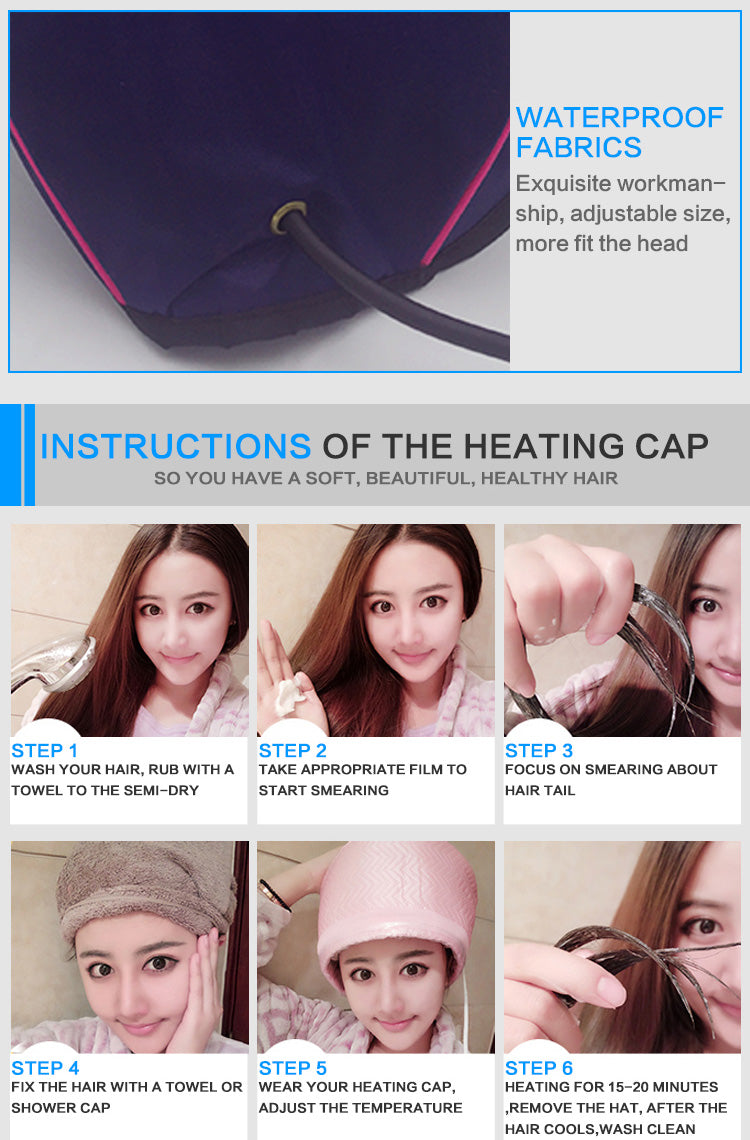 Adjustable Temp Electric Heating Evaporation Hair Cap