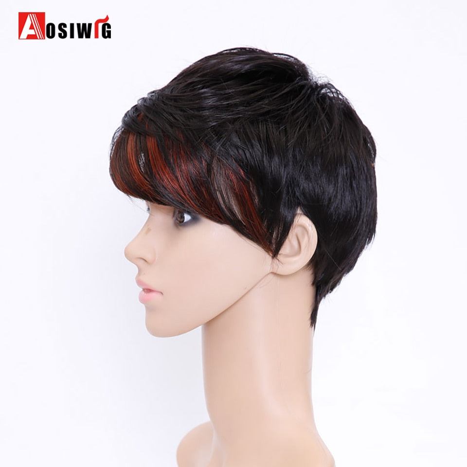 2 Tone Short Pixie Cuts Full Synthetic Wig