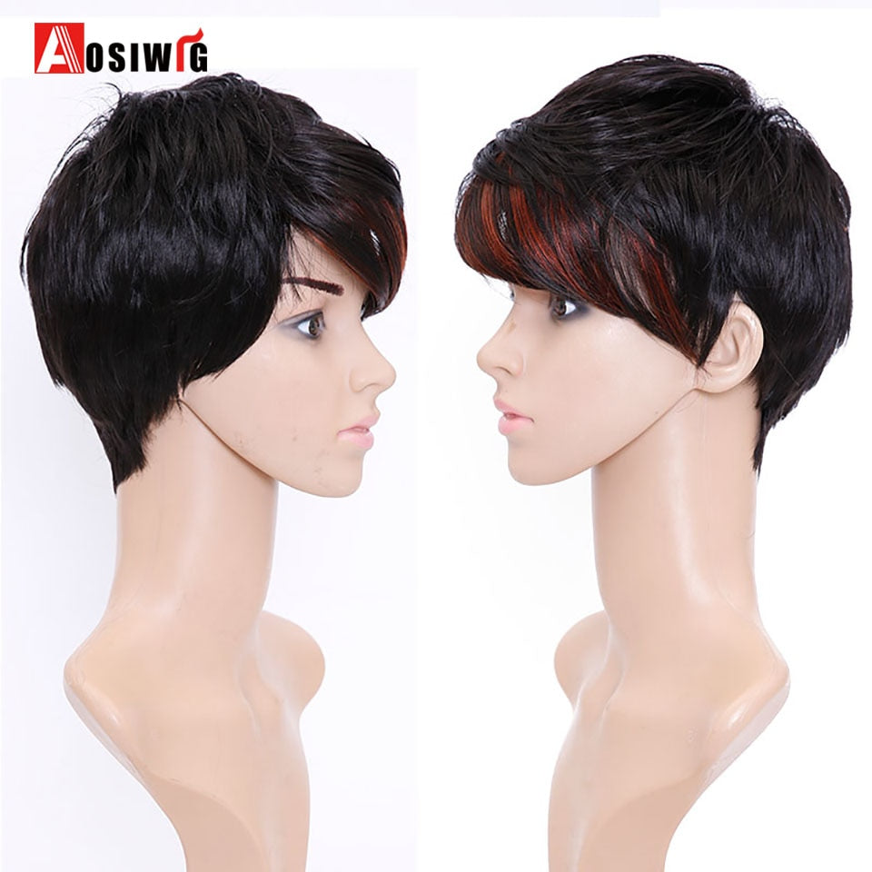 2 Tone Short Pixie Cuts Full Synthetic Wig