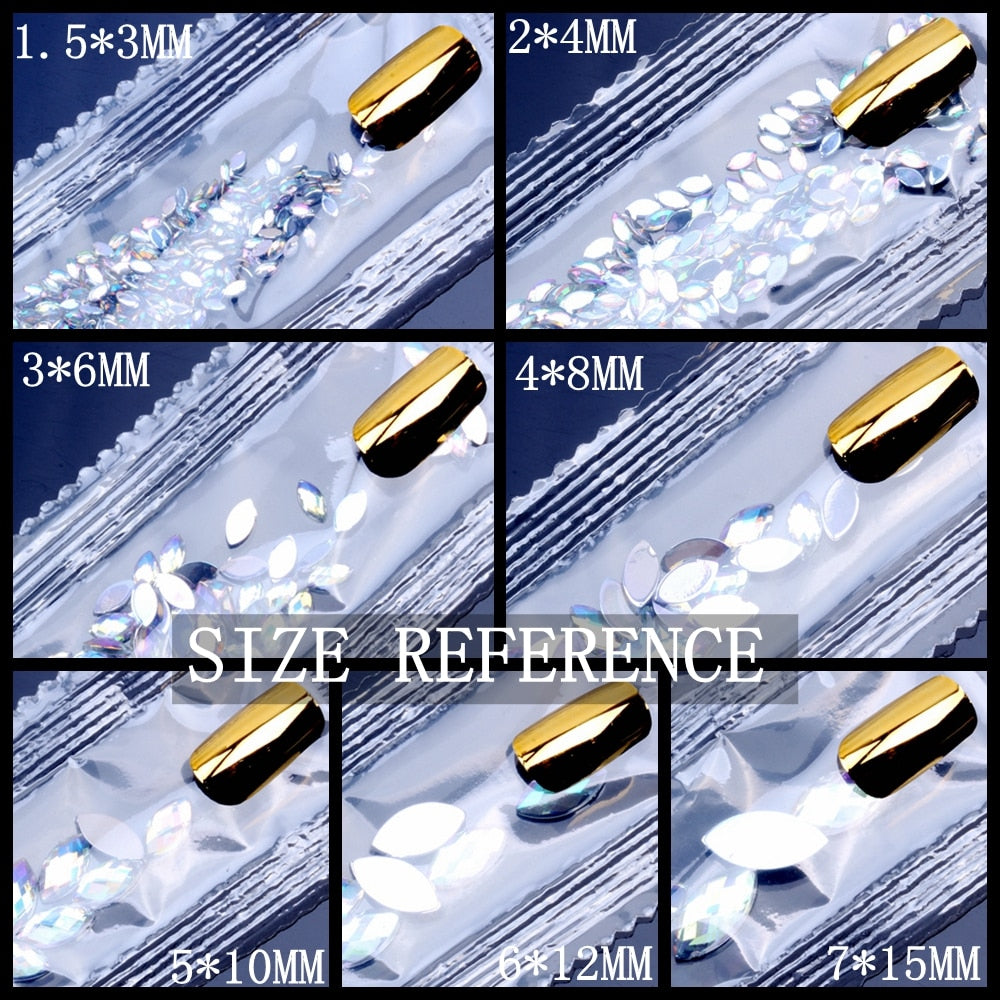 600pc Crystal AB 3D Nail Art Rhinestones Gems Flatback Stones