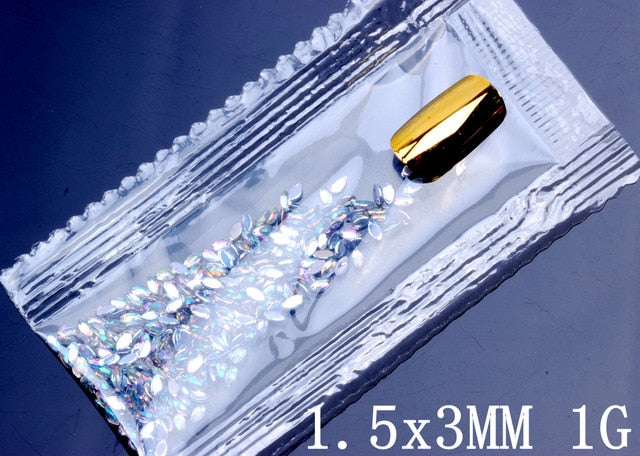 600pc Crystal AB 3D Nail Art Rhinestones Gems Flatback Stones