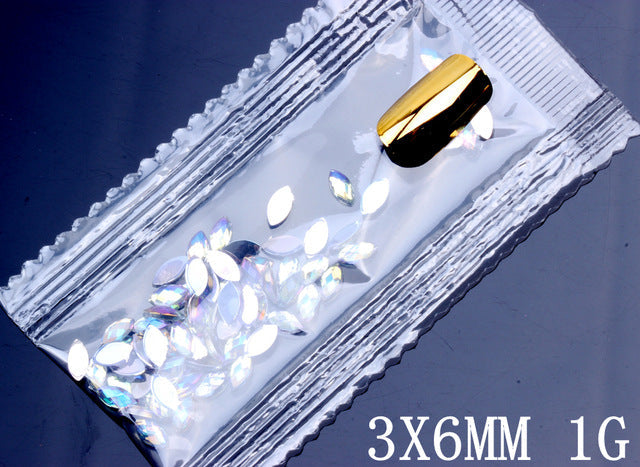 600pc Crystal AB 3D Nail Art Rhinestones Gems Flatback Stones