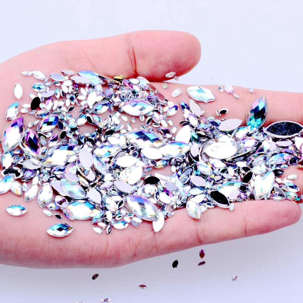 600pc Crystal AB 3D Nail Art Rhinestones Gems Flatback Stones