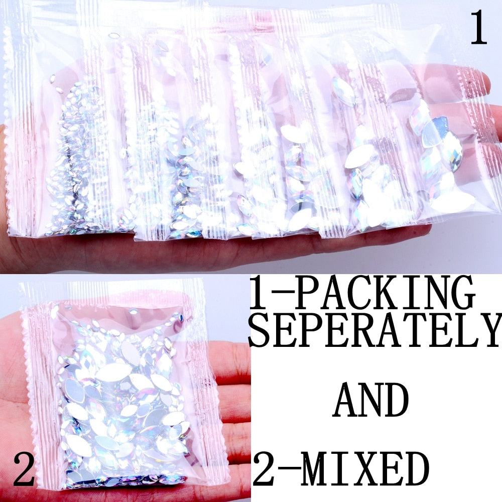 600pc Crystal AB 3D Nail Art Rhinestones Gems Flatback Stones