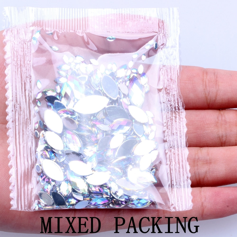 600pc Crystal AB 3D Nail Art Rhinestones Gems Flatback Stones
