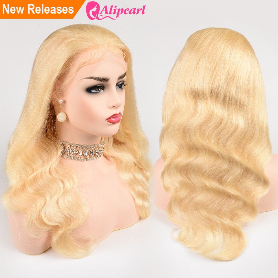 Body Wave 613 Blonde Lace Front PrePlucked Brazilian Virgin Human Hair Wig