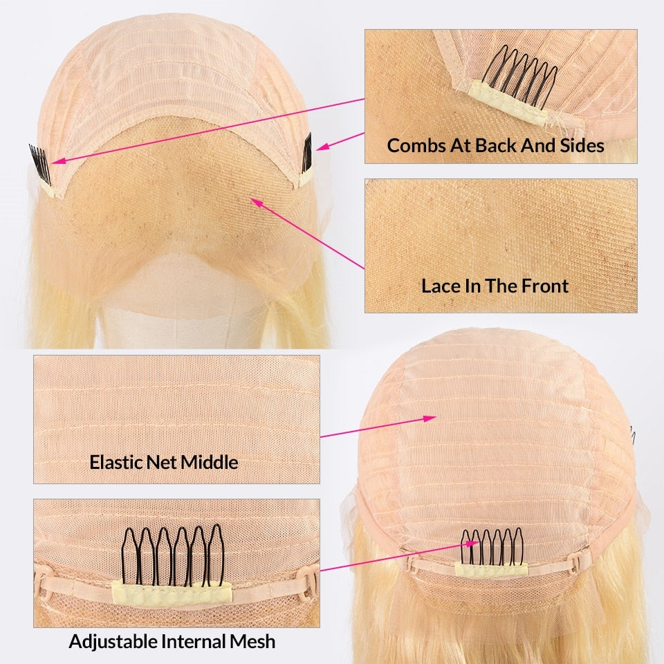Body Wave 613 Blonde Lace Front PrePlucked Brazilian Virgin Human Hair Wig